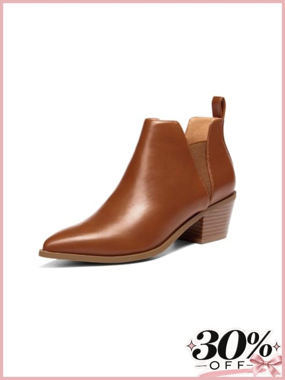 Women's Faux Suede Pointed Toe Chunky Heel Slip On Ankle Booties